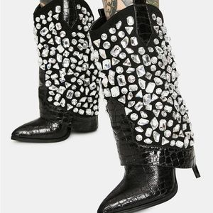 COPY - AZALEA WANG Leblanc Jeweled Cowboy Boots